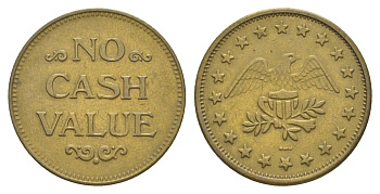 США игровой жетон без денежной стоимости (No Cash Value) диаметр 24,5 мм, вес 5,2 гр латунь 4629-553