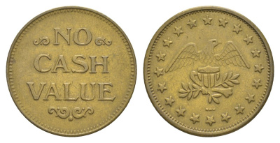 США игровой жетон без денежной стоимости (No Cash Value) диаметр 24,5 мм, вес 5,2 гр латунь 4629-553