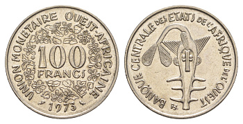 Западная Африка (BCEAO) 100 франков 1973 Центральный банк государств Западной Африки KM 4 никель UNC 4642-323