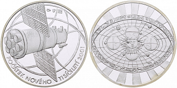 ЧЕХИЯ МЕДАЛЬ 2001 МИЛЛЕНИУМ, НАЧАЛО НОВОГО ТЫСЯЧЕЛЕТИЯ, КОСМОС, СПУТНИК, СОЛНЕЧНАЯ СИСТЕМА, ВЕС 16 ГР., ДИАМЕТР 34 ММ. серебро PROOF 1077-4-33