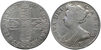 Великобритания 1/2 кроны 1707 E (Эксетер), Анна (1702-1714) KM 525.2, Spink 3605 серебро 1518-321