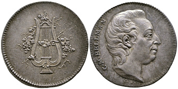 ШВЕЦИЯ МЕДАЛЬ 1792-1809 КАРЛ БЕЛЛМАН, ПОЭТ И КОМПОЗИТОР, 27,4 мм, 8,4 гр, в оригинальной коробке Hildebrand S. 235 серебро UNC 6-3-1-19