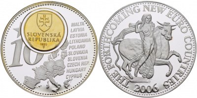 НИДЕРЛАНДЫ МЕДАЛЬ 2006 СЕРИЯ МОНЕТА НА МЕДАЛИ, СЛОВАКИЯ, СЕРЕБРЕНИЕ, ДИАМЕТР 40 ММ., ВЕС 31 ГР.СЕРТИФИКАТ медно-никель PROOF 01-150-22