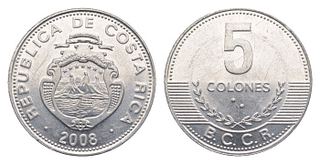 Коста-Рика 5 колонов 2008 KM 227b алюминий UNC 4644-359