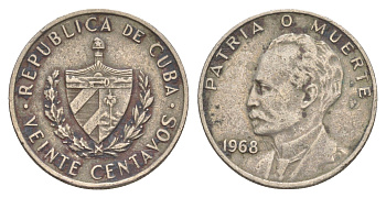 Куба 20 сентаво 1968 Хосе Марти KM 31 медно-никель 4646-344