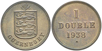 Гернси 1 дабл (дубль) 1938 KM 11 бронза 3851-1023