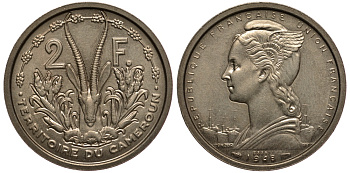 Французская Экваториальная Африка 2 франка 1948 PROBA, ESSAI KM E2 медно-никель UNC 5010-731