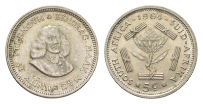 ЮАР 5 центов 1964 KM 59 серебро aUNC 4623-662