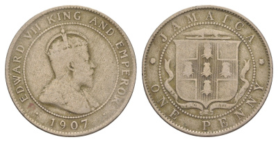 Ямайка 1 пенни 1907 Эдуард VII (1901-1910) KM 23 медно-никель 4641-852