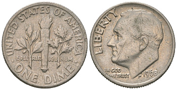 США 1 дайм = 10 центов 1968 KM 195a медь плакированная медно-никелем 4580-769