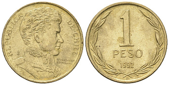 Чили 1 песо 1992 So KM 216 алюминиевая бронза UNC 4588-828