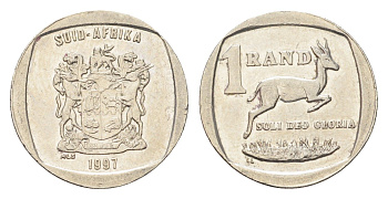 ЮАР 1 ранд 1997 KM 164 медь плакированная никелем aUNC 4702-838