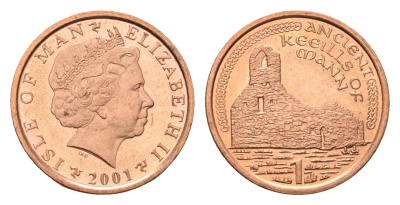 Остров Мэн 1 пенни 2001 KM 1036 сталь плакированная медью UNC 4649-1051