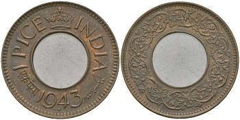 Британская Индия 1 пайс 1944 Георг VI (1936-1952) KM 533 бронза 33-1014