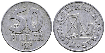 Венгрия 50 филлеров 1973 BP мост Елизаветы в Будапеште KM 574 алюминий 54-1953