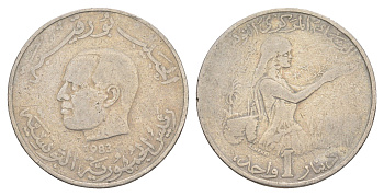 Тунис 1 динар 1983 FAO, сбор урожая KM 304 медно-никель 4448-1157