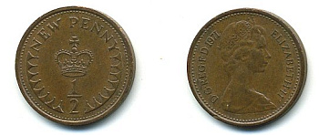 Великобритания 1/2 пенни 1971 Елизавета II (1952-2022) КМ 914, Spink 4239 бронза 4110-1612