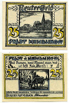 Нойбуков 25 пфеннигов 1922 июнь 1922 - 31 мая 1922, нотгельд, земля Мекленбург-Передняя Померания Grabowski 636.1 бумага 2193-20-2-1
