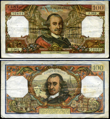 Франция 100 франков 1968 Pick 149 c бумага 7457-42-2-1