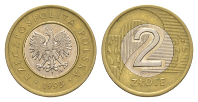 Польша 2 злотых 1995 Y 283 биметалл 4633-113