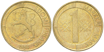 Финляндия 1 марка 1994 KM 76 алюминиевая бронза 4617-1261