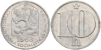 Чехословакия 10 геллеров 1983  KM 80 алюминий    4598-1219