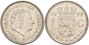 Нидерланды 1 гульден 1977 Юлиана (1948-1980) KM 184a никель 4573-452