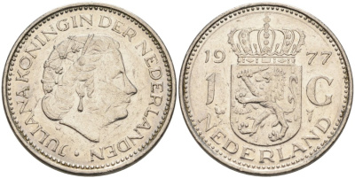 Нидерланды 1 гульден 1977 Юлиана (1948-1980) KM 184a никель 4573-452