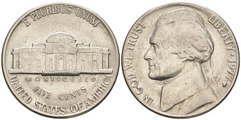 США 5 ЦЕНТОВ 1977 D ДЖЕФЕРСОН KM A192 медно-никель 63-1351