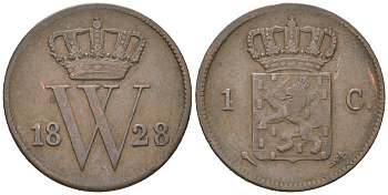 Нидерланды 1 цент 1828 Виллем I (1815-1840) KM 47 медь 4181-437