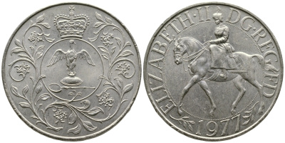 Великобритания 25 пенсов 1977 25 лет со дня коронации Елизаветы, Елизавета II (1952-2022) KM 894, Spink 4136 медно-никель 4364-3913