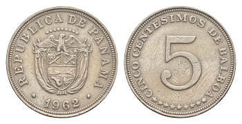 Панама 5 сентесимо 1962 KM 23.2 медно-никель 4643-1239