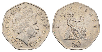 Великобритания 50 пенсов 2005 Елизавета II (1952-2022) KM 991, Spink 4610 (H8) медно-никель 4695-723