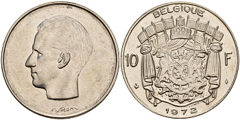 Бельгия 10 франков 1972 Belgique, Бодуэн I (1951-1993) KM 155.1 никель    4187-446