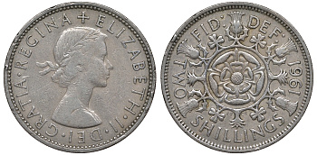 Великобритания 2 шиллинга (флорин) 1961 Елизавета II (1952-2022) KM 906, Spink 4146 медно-никель 4131-542