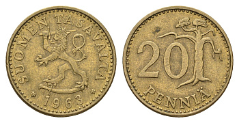 Финляндия 20 пенни 1963 KM 47 алюминиевая бронза 4646-547