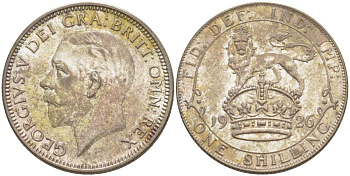 Великобритания 1 шиллинг 1926 Георг V (1910-1936), новая модификация, продолговатый жемчуг KM 829, Spink 4033 серебро UNC 413-3845