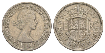 Великобритания 1/2 кроны 1953 Елизавета II (1952-2022) KM 893, Spink 4137 медно-никель 4645-523