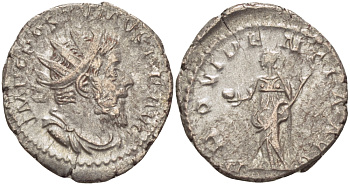 Римская Империя (императоры в Галлии) антониниан 260 - 269 Постум. IMP C POSTVMVS P F AVG / PROVIDENTIA AVG, Провиденция, держащая скипетр и сферу, Колония Агриппины, Good Very fine RIC 323 биллон 1073-13-31