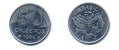 БРАЗИЛИЯ 50 КРУЙЗЕЙРО 1984 KM 594.1 сталь aUNC 51-5746