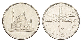 Египет 10 пиастров 2008 Мечеть Мухаммеда Али KM 990 сталь плакированная никелем aUNC 4647-1138