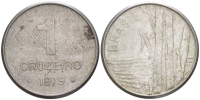 Бразилия 1 крузейро 1979 сахарный тростник KM 590 нержавеющая сталь 46-1846