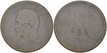 Франция 10 сантимов 1856 Наполеон III (1852-1870) KM 771 бронза 4159-1021