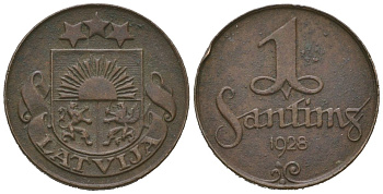 Латвия 1 сантим 1928 KM 1 бронза 96-1069
