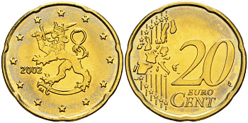 Финляндия 20 евроцентов 2002 KM 102 нордик UNC M57-09