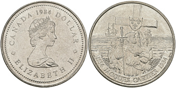 Канада 1 доллар 1984 Жак Картье KM 141 никель UNC 97-212