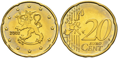 Финляндия 20 евроцентов 2002 KM 102 нордик UNC M57-09
