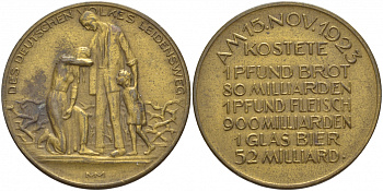 ГЕРМАНИЯ МЕДАЛЬ 1923 ИНФЛЯЦИЯ, ЦЕНЫ НА 15 НОЯБРЯ 1923 бронза 4536-743