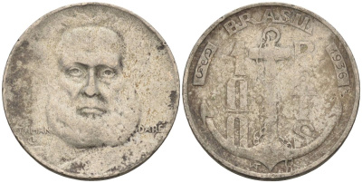 Бразилия 100 рейс 1936 Маркиз Тамандаре KM 536 медно-никель 4115-513