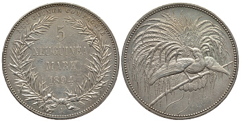 Германская Новая Гвинея 5 марок 1894 А KM 7 серебро 00-000-00